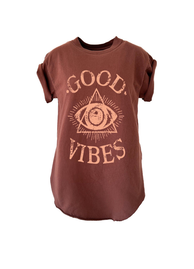 pebby forevee Side Slit Tee GOOD VIBES (PEACH) SIDE SLIT TEE