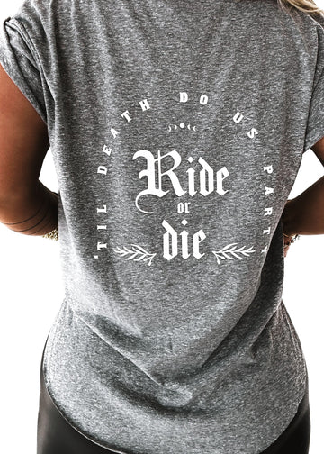 pebby forevee Side Slit Tee GOTHIC RIDE OR DIE SIDE SLIT TEE