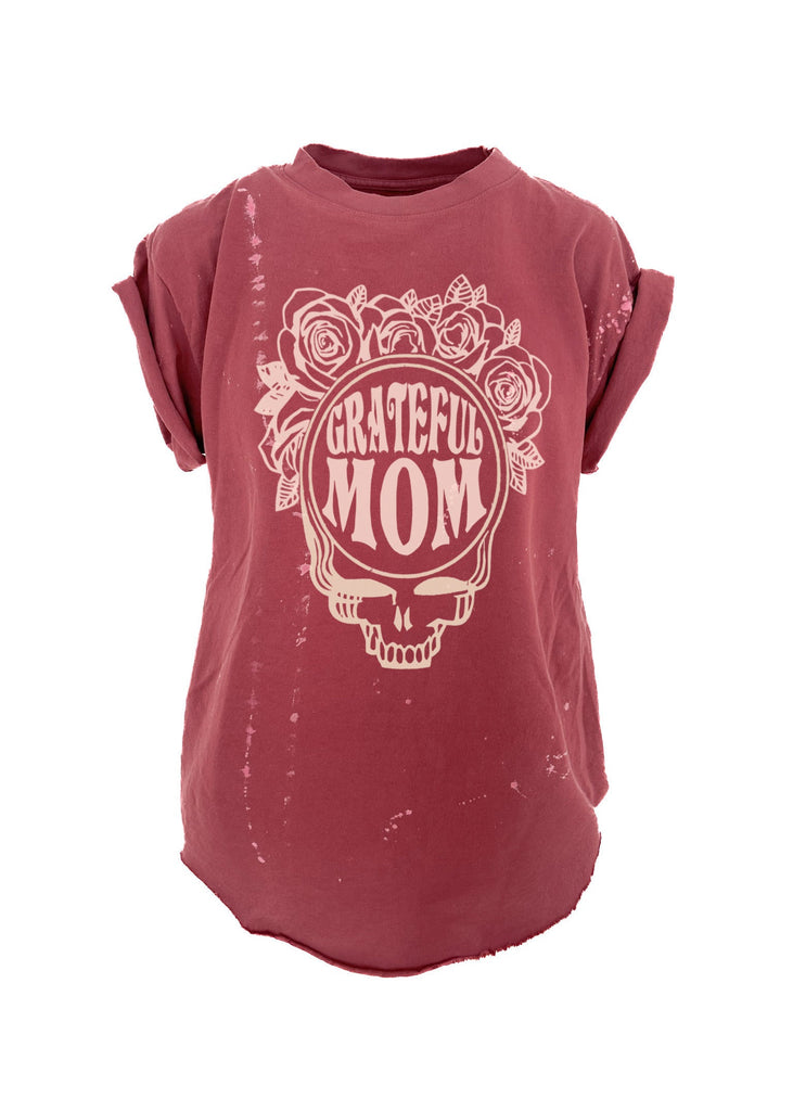 pebby forevee Side Slit Tee GRATEFUL MOM BLEACHED OUT SIDE SLIT TEE