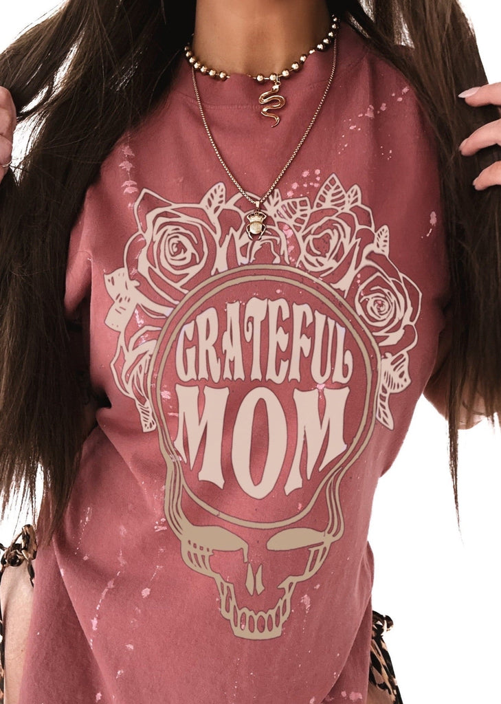 pebby forevee Side Slit Tee GRATEFUL MOM BLEACHED OUT SIDE SLIT TEE