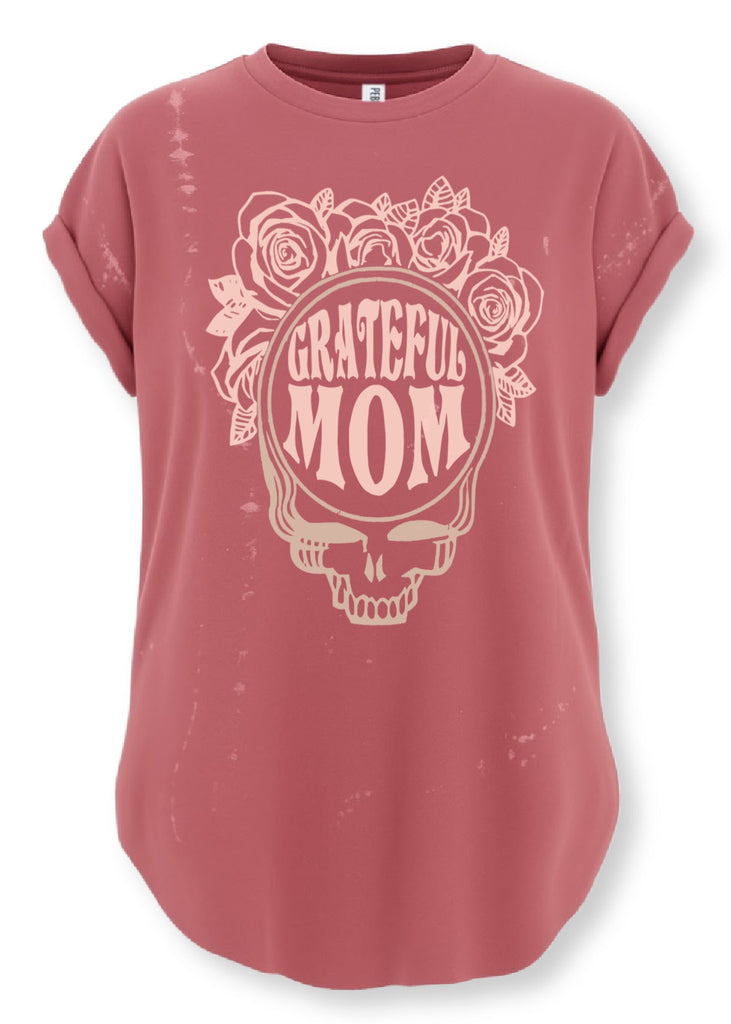 pebby forevee Side Slit Tee GRATEFUL MOM BLEACHED OUT SIDE SLIT TEE