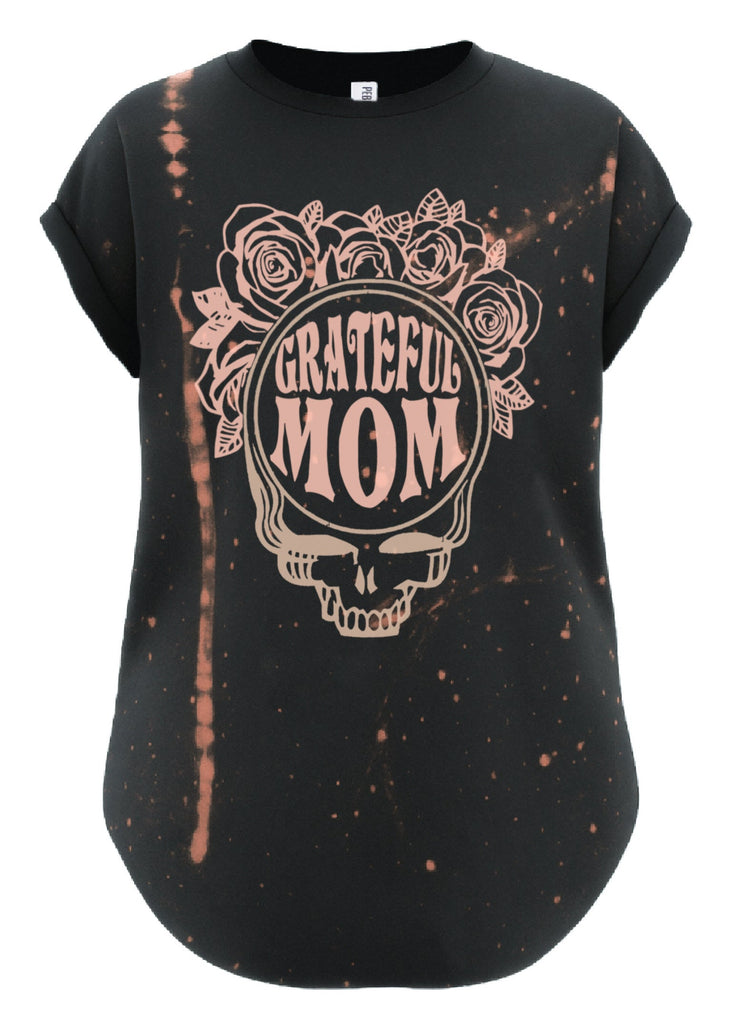 pebby forevee Side Slit Tee GRATEFUL MOM BLEACHED OUT SIDE SLIT TEE