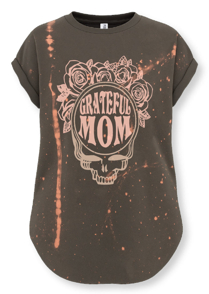 pebby forevee Side Slit Tee GRATEFUL MOM BLEACHED OUT SIDE SLIT TEE