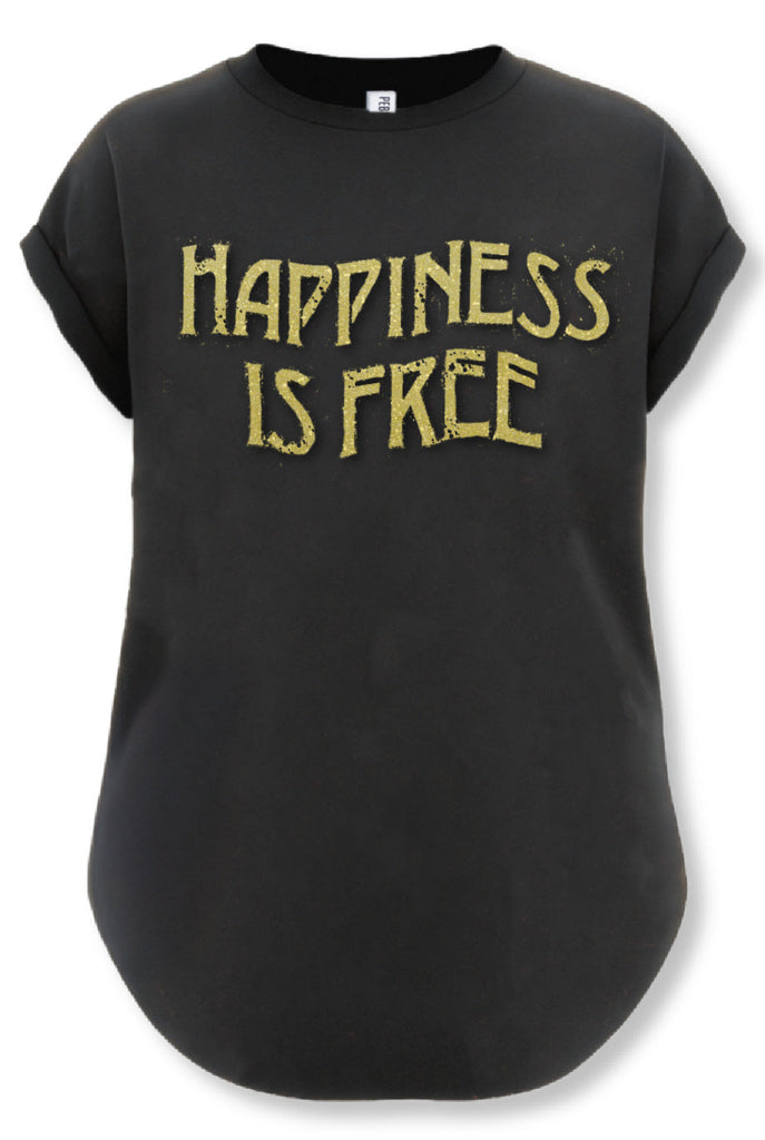 pebby forevee Side Slit Tee HAPPINESS IS FREE SIDE SLIT TEE
