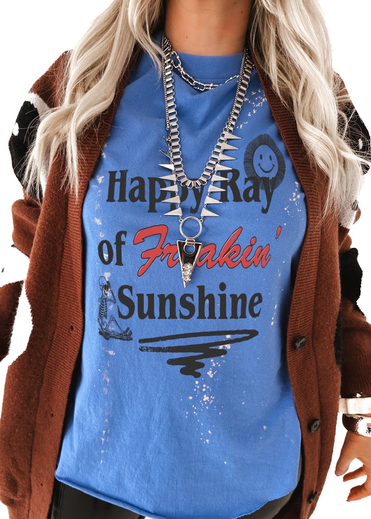 pebby forevee Side Slit Tee HAPPY RAY OF FREAKIN SUNSHINE BLEACHED OUT SIDE SLIT TEE