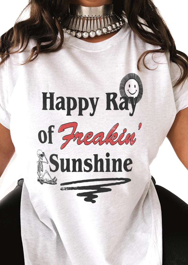 pebby forevee Side Slit Tee HAPPY RAY OF FREAKIN SUNSHINE SIDE SLIT TEE
