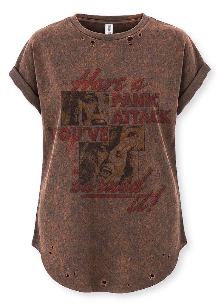 pebby forevee Side Slit Tee HAVE A PANIC ATTACK DESTRUCTED SIDE SLIT TEE