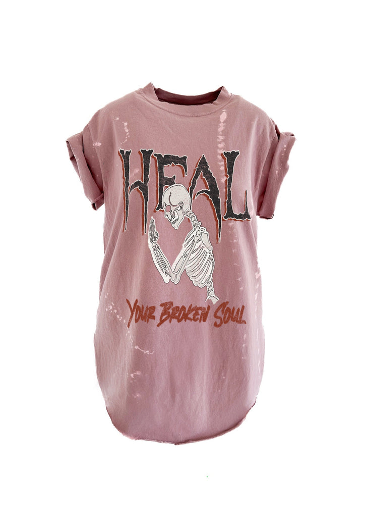 pebby forevee Side Slit Tee HEAL YOUR BROKEN SOUL BLEACHED OUT SIDE SLIT TEE