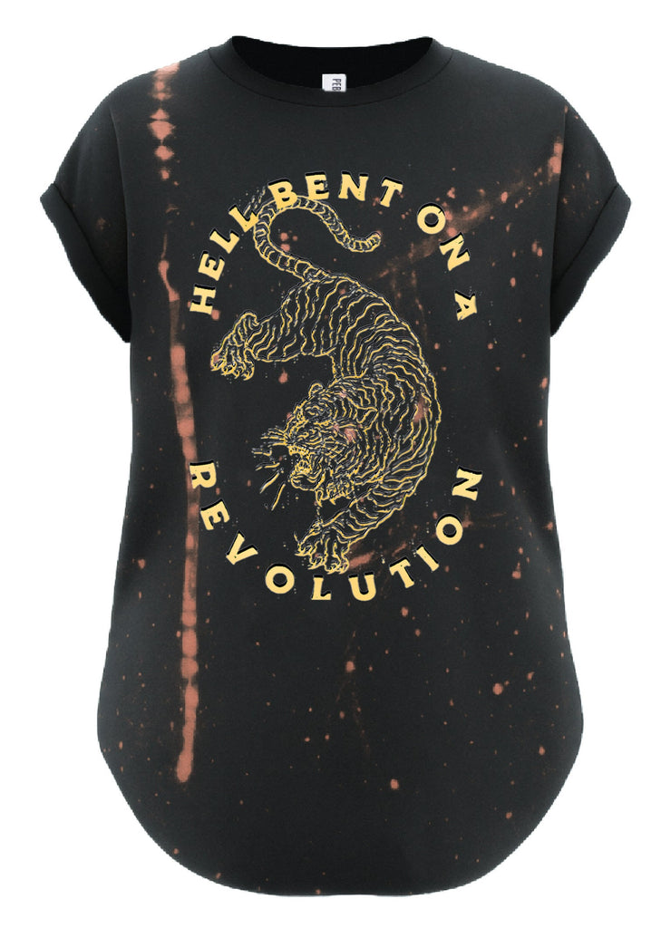 pebby forevee Side Slit Tee HELL BENT ON A REVOLUTION BLEACHED OUT SIDE SLIT TEE