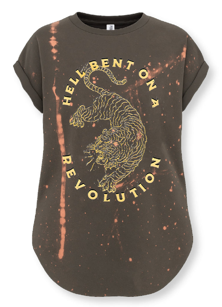 pebby forevee Side Slit Tee HELL BENT ON A REVOLUTION BLEACHED OUT SIDE SLIT TEE