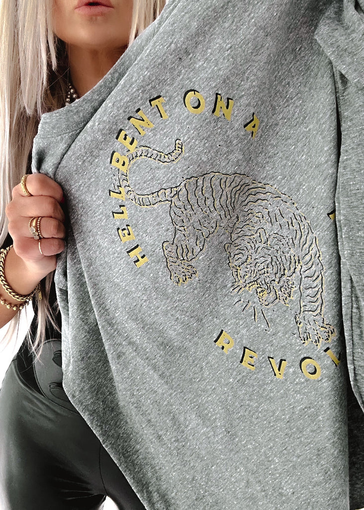 pebby forevee Side Slit Tee HELL BENT ON A REVOLUTION SIDE SLIT TEE