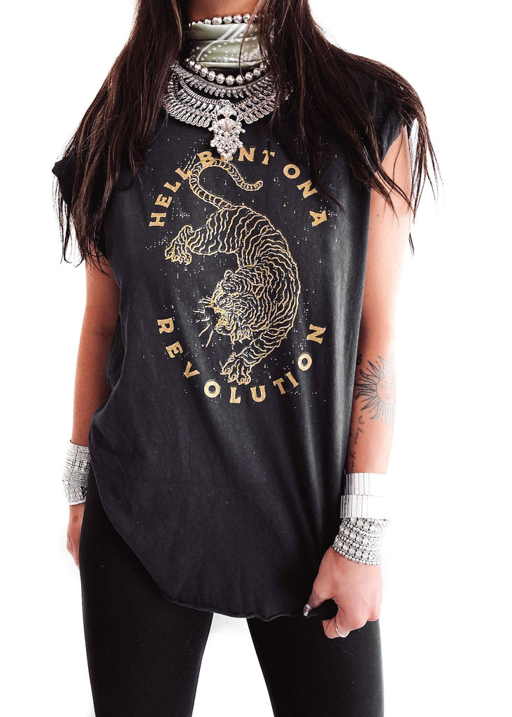 pebby forevee Side Slit Tee HELL BENT ON A REVOLUTION SIDE SLIT TEE