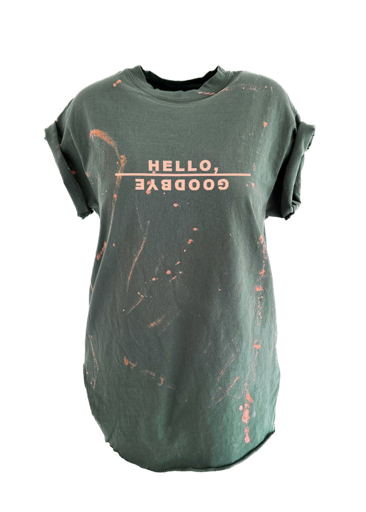 pebby forevee Side Slit Tee HELLO GOODBYE BLEACHED OUT SIDE SLIT TEE