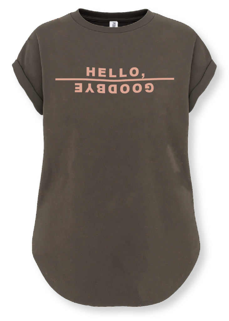 pebby forevee Side Slit Tee HELLO GOODBYE SIDE SLIT TEE