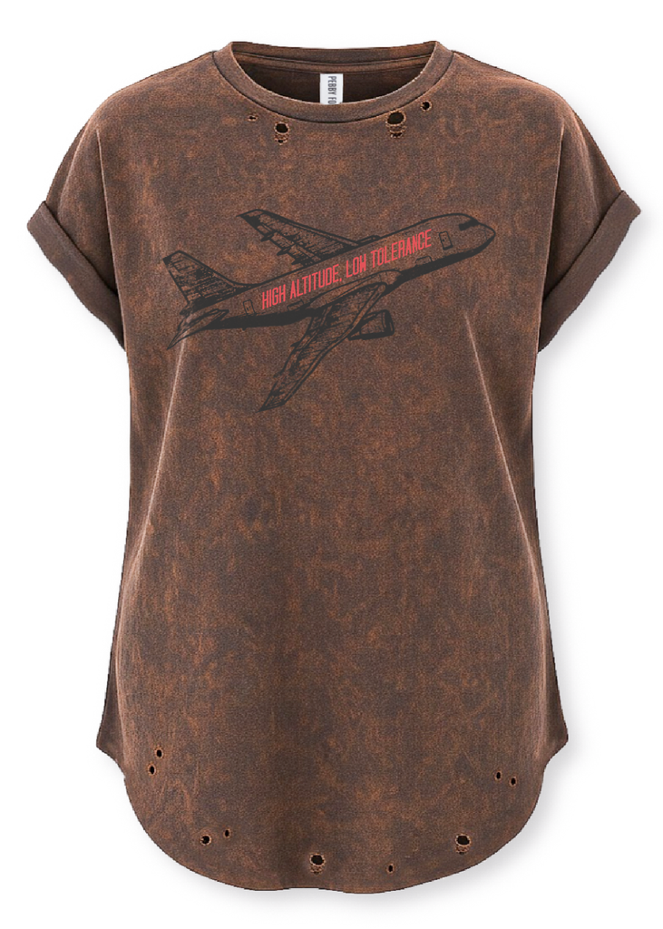 pebby forevee Side Slit Tee HIGH ALTITUDE, LOW TOLERANCE DESTRUCTED SIDE SLIT TEE