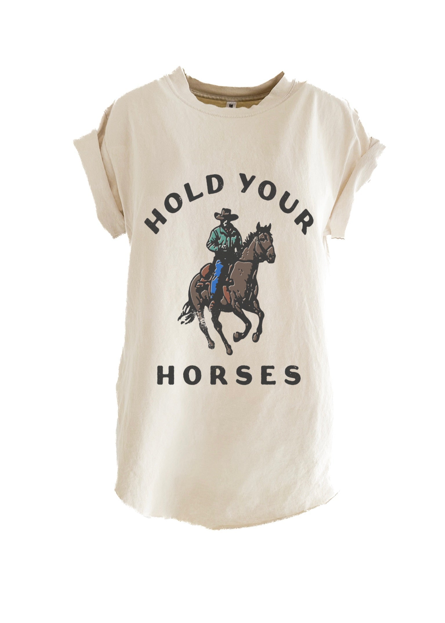 HOLD YOUR HORSES SIDE SLIT TEE – Pebby Forevee