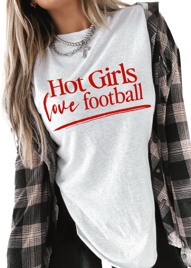 pebby forevee Side Slit Tee HOT GIRLS LOVE FOOTBALL SIDE SLIT TEE