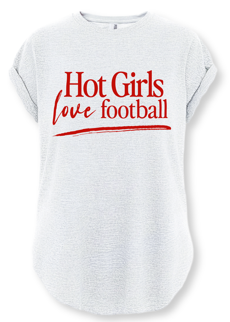 pebby forevee Side Slit Tee HOT GIRLS LOVE FOOTBALL SIDE SLIT TEE