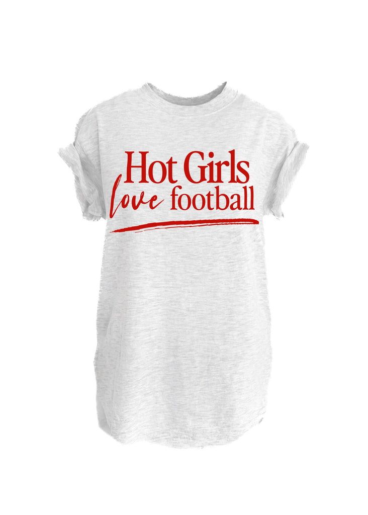 pebby forevee Side Slit Tee HOT GIRLS LOVE FOOTBALL SIDE SLIT TEE