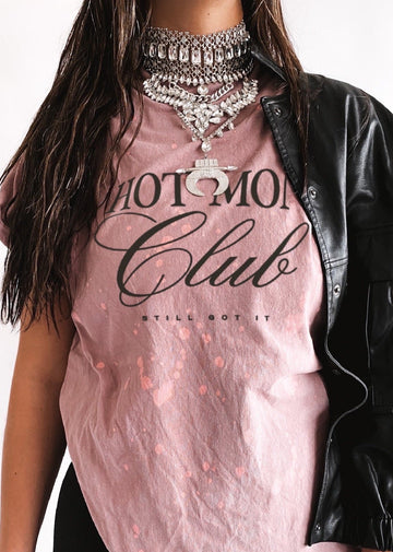 Pebby Forevee Side Slit Tee HOT MOM CLUB BLEACHED OUT SIDE SLIT TEE