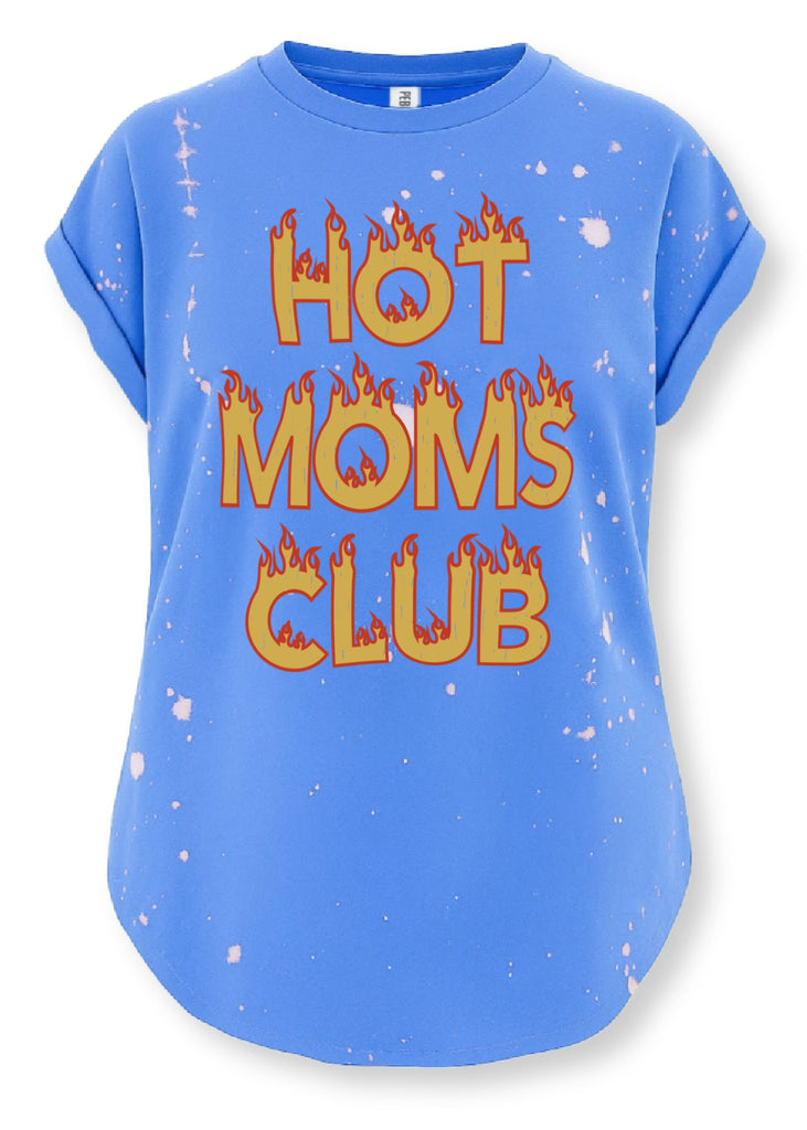pebby forevee Side Slit Tee HOT MOMS CLUB (FLAMES) BLEACHED OUT SIDE SLIT TEE
