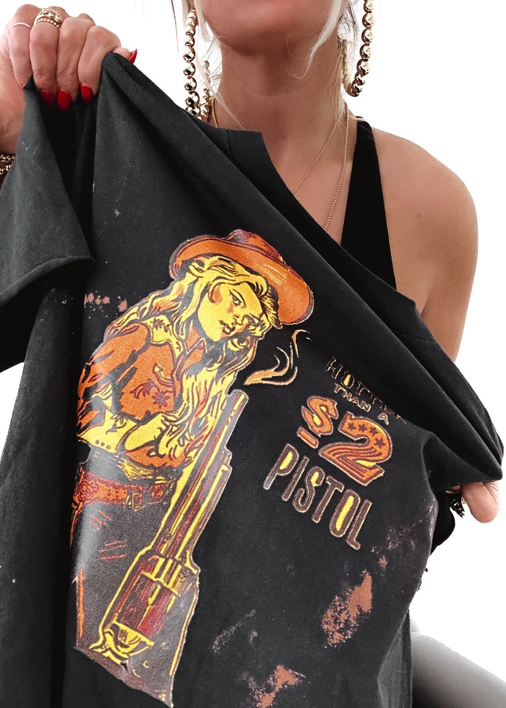 pebby forevee Side Slit Tee HOTTER THAN A $2 PISTOL BLEACHED OUT SIDE SLIT TEE