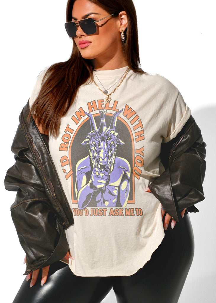 pebby forevee Side Slit Tee I'D ROT IN HELL WITH YOU SIDE SLIT TEE