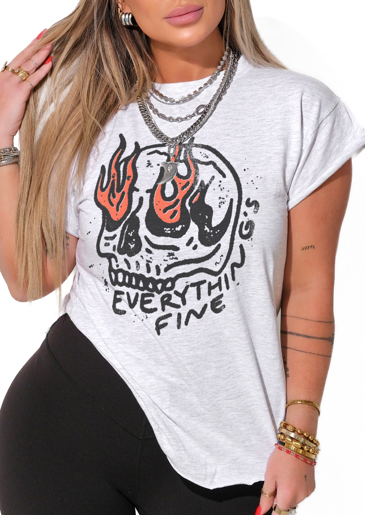 pebby forevee Side Slit Tee I'M SURE EVERYTHING'S FINE SIDE SLIT TEE