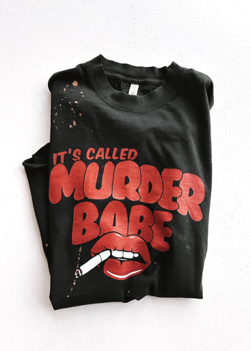 pebby forevee Side Slit Tee IT'S CALLED MURDER BABE BLEACHED OUT SIDE SLIT TEE