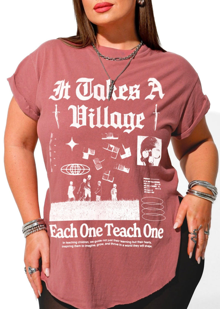 pebby forevee Side Slit Tee IT TAKES A VILLAGE SIDE SLIT TEE