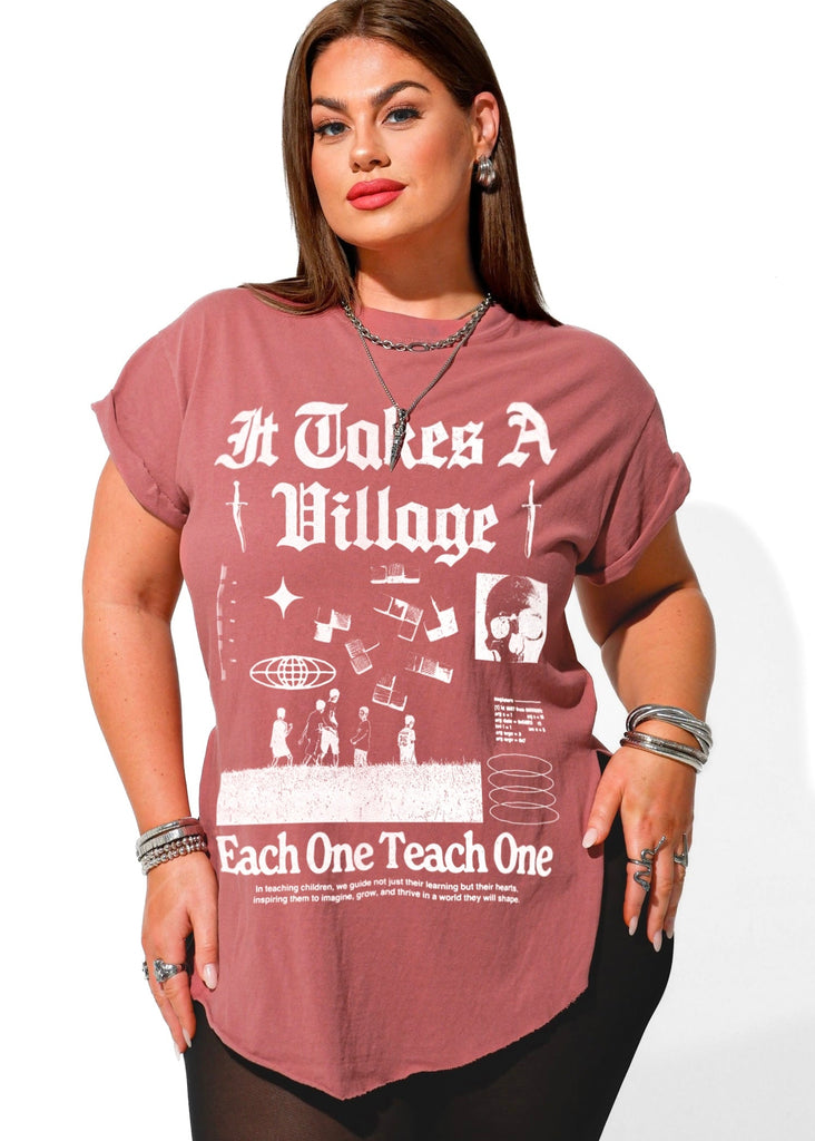 pebby forevee Side Slit Tee IT TAKES A VILLAGE SIDE SLIT TEE