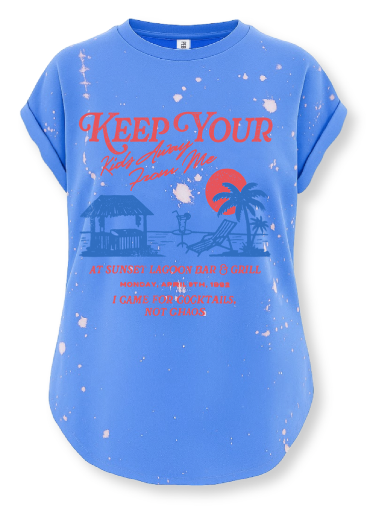 pebby forevee Side Slit Tee KEEP YOUR KIDS AWAY FROM ME BLEACHED OUT SIDE SLIT TEE