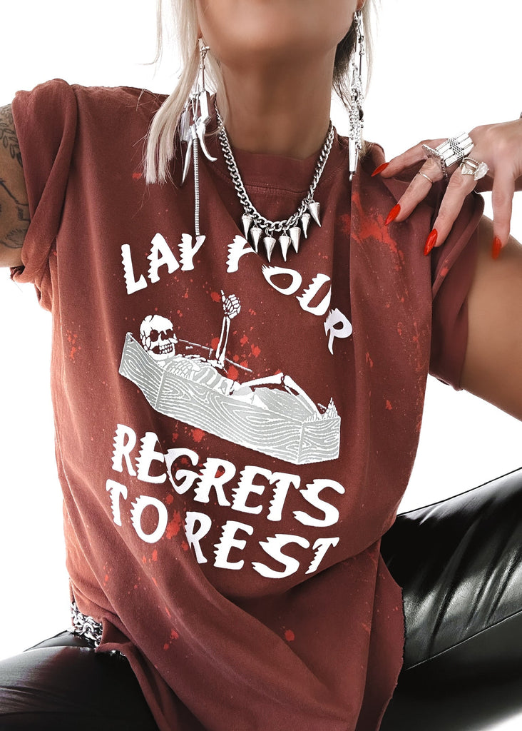 pebby forevee Side Slit Tee LAY YOUR REGRETS TO REST BLEACHED OUT SIDE SLIT TEE