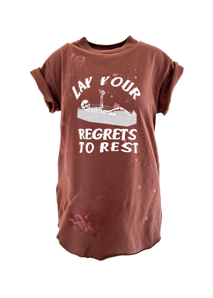 pebby forevee Side Slit Tee LAY YOUR REGRETS TO REST BLEACHED OUT SIDE SLIT TEE