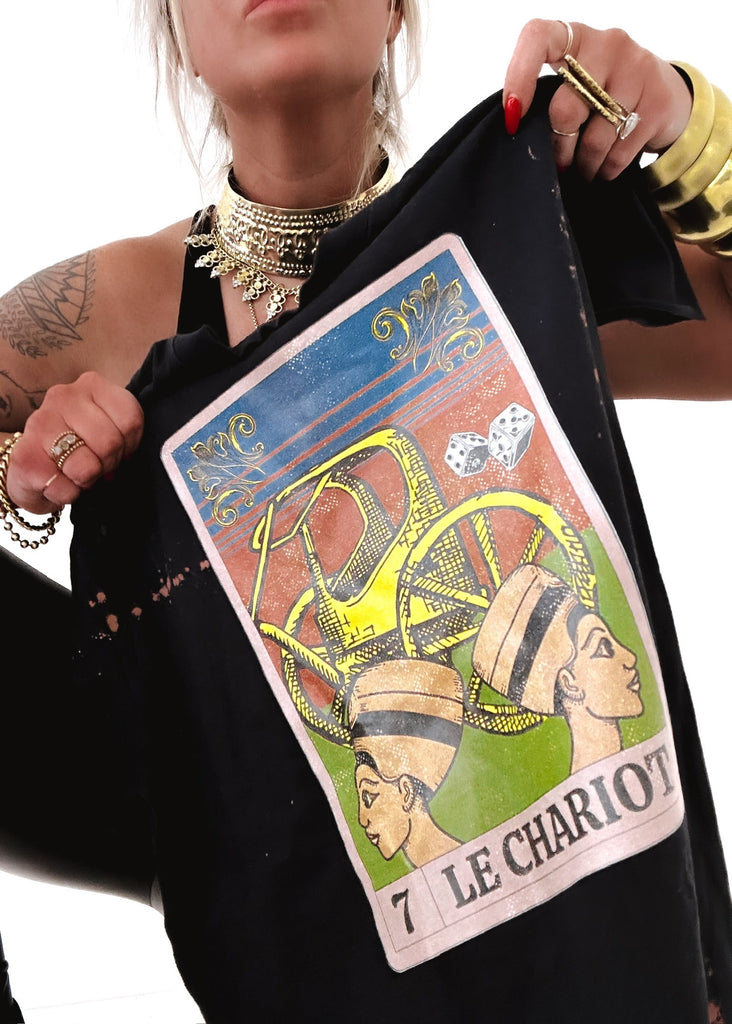 pebby forevee Side Slit Tee LE CHARIOT TAROT BLEACHED OUT SIDE SLIT TEE