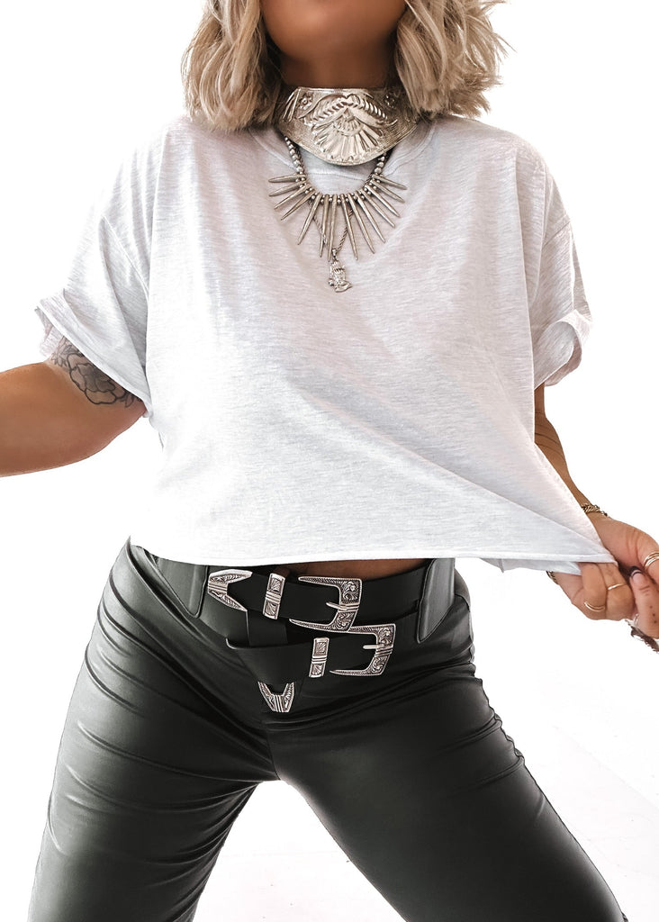 pebby forevee Side Slit Tee LET'S FORM A CULT CROPPED TEE