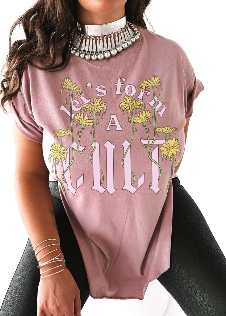 pebby forevee Side Slit Tee LET'S FORM A CULT SIDE SLIT TEE