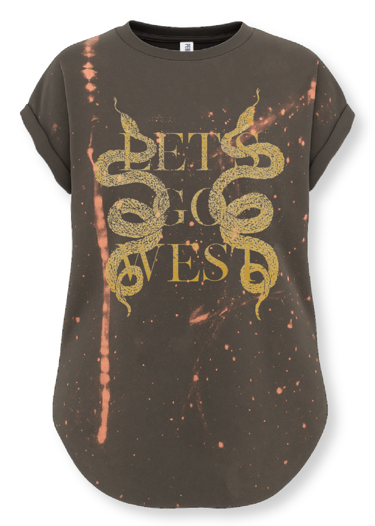 pebby forevee Side Slit Tee LET'S GO WEST BLEACHED OUT SIDE SLIT TEE