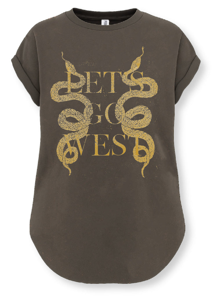 pebby forevee Side Slit Tee LET'S GO WEST SIDE SLIT TEE