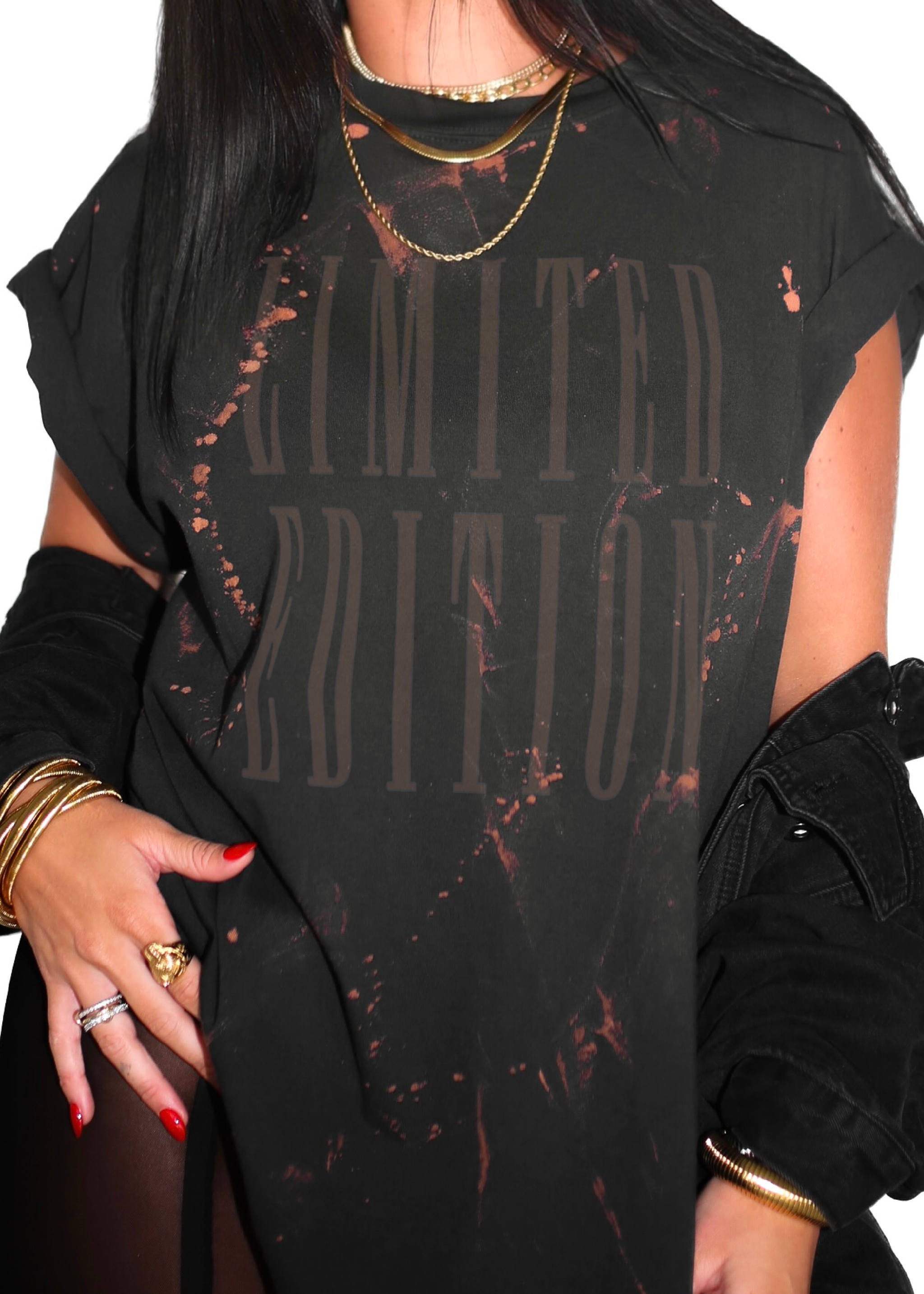 LIMITED EDITION BLEACHED OUT SIDE SLIT TEE – Pebby Forevee
