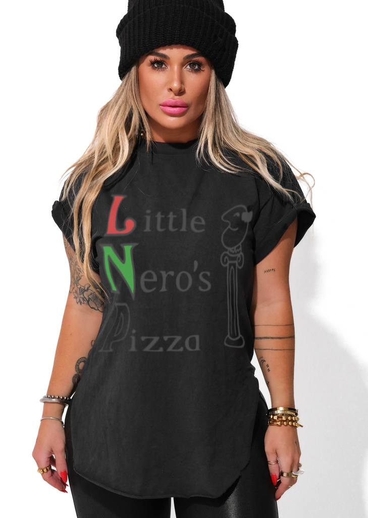 pebby forevee Side Slit Tee LITTLE NERO'S PIZZA SIDE SLIT TEE