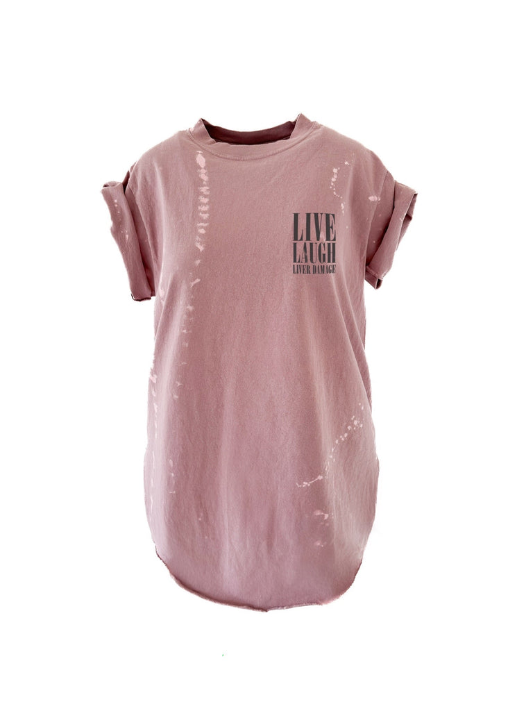 pebby forevee Side Slit Tee LIVE, LAUGH, LIVER DAMAGE BLEACHED OUT SIDE SLIT TEE