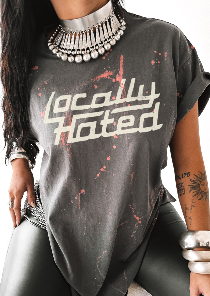 pebby forevee Side Slit Tee LOCALLY HATED BLEACHED OUT SIDE SLIT TEE