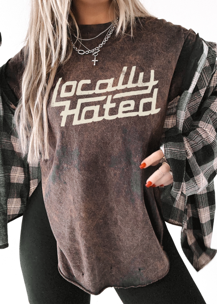 pebby forevee Side Slit Tee LOCALLY HATED DESTRUCTED SIDE SLIT TEE