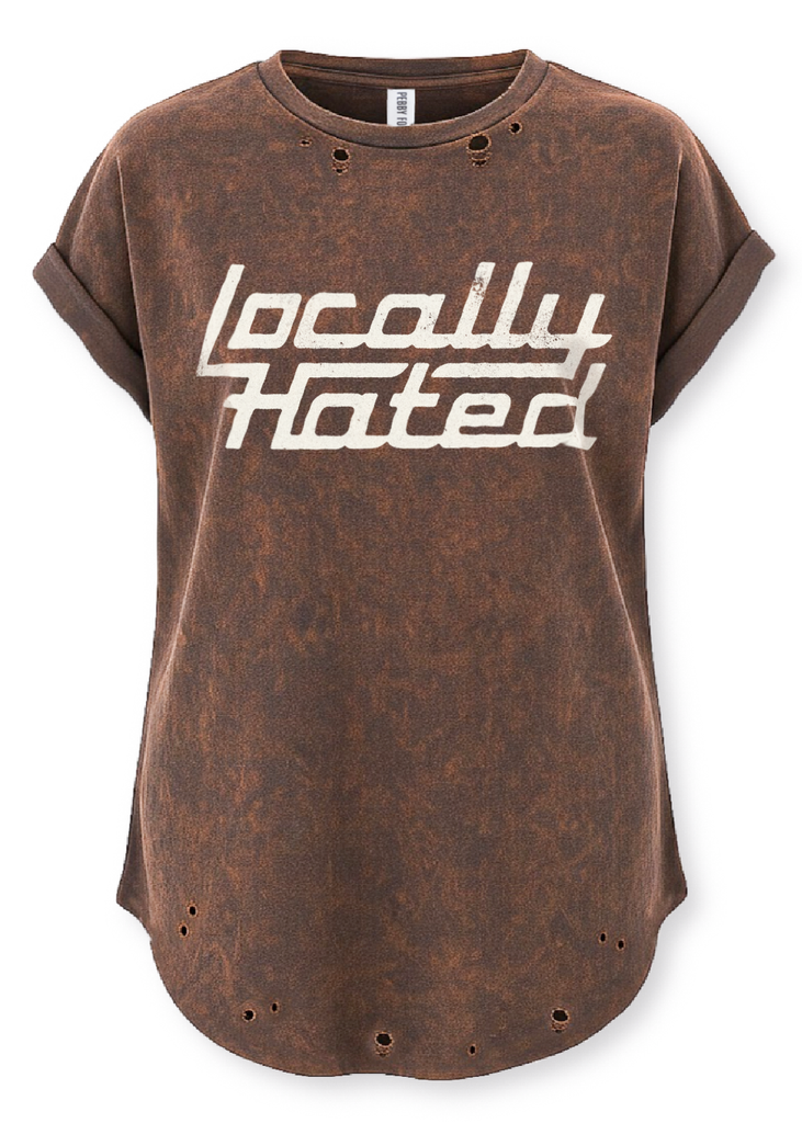 pebby forevee Side Slit Tee LOCALLY HATED DESTRUCTED SIDE SLIT TEE