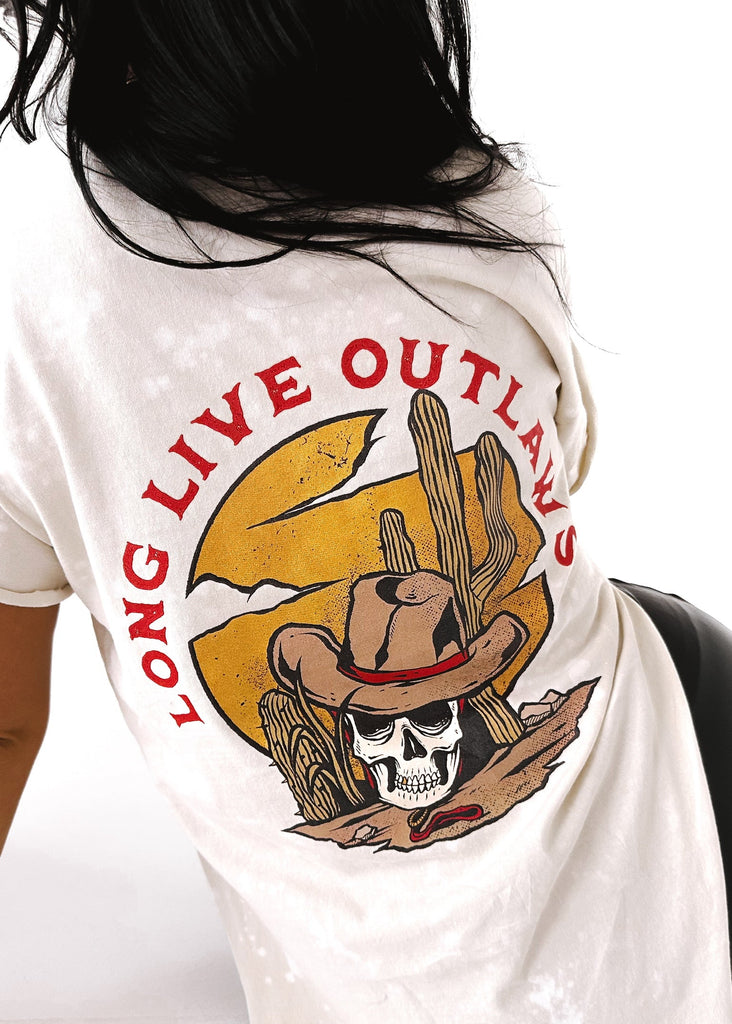 pebby forevee Side Slit Tee LONG LIVE OUTLAWS BLEACHED OUT SIDE SLIT TEE