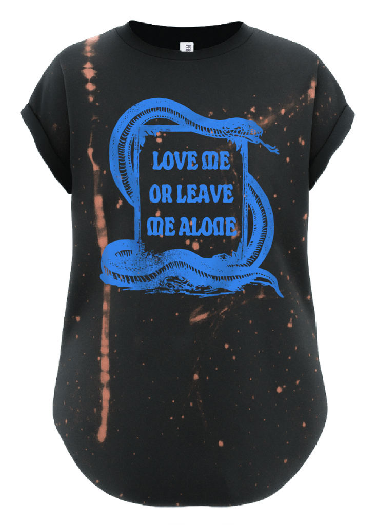pebby forevee Side Slit Tee LOVE ME OR LEAVE ME ALONE BLEACHED OUT SIDE SLIT TEE