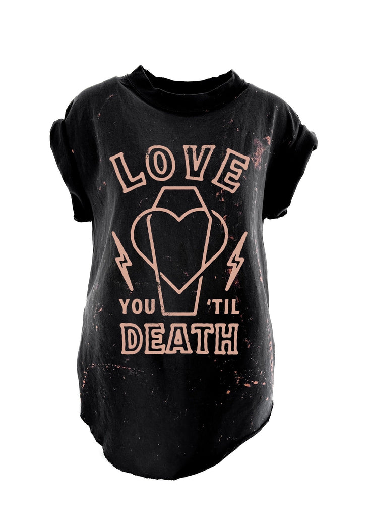 pebby forevee Side Slit Tee LOVE YOU TO DEATH BLEACHED OUT SIDE SLIT TEE