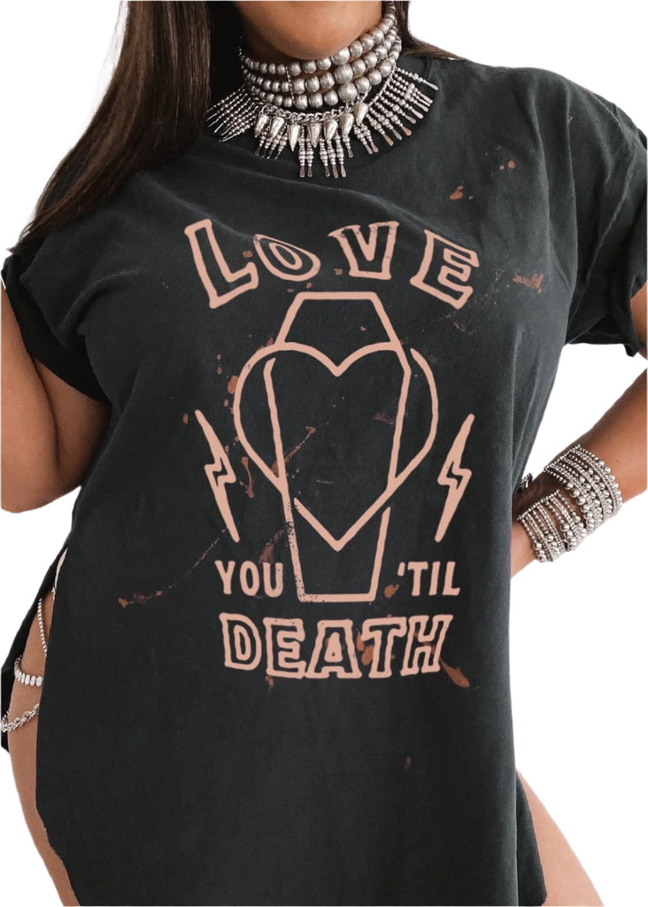 pebby forevee Side Slit Tee LOVE YOU TO DEATH BLEACHED OUT SIDE SLIT TEE