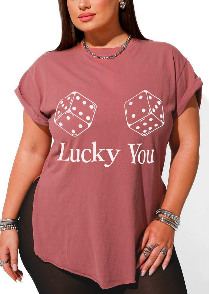 pebby forevee Side Slit Tee LUCKY YOU SIDE SLIT TEE